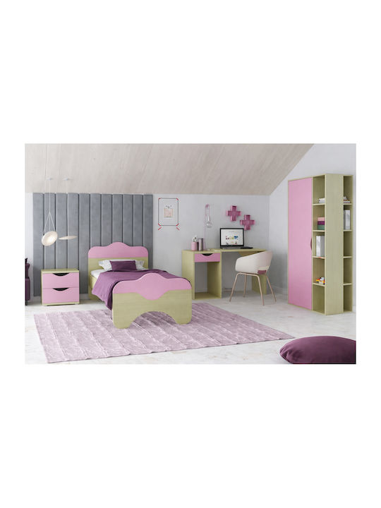 Puzzle Masa de noapte pentru copii Lemn Oak-Pink 50x40x45cm