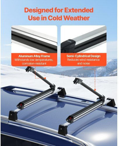 Vevor Dachgepäckträger Für Skiträger & Snowboard Mitnahme Bis Zu 6 Skipaare Oder 4 Snowboards 2 Stück Aluminium Universale Dachgepäckträger Für Autos Mit Schloss & Gummierte Polsterung Basis Angelrutenhalter Passend Für Die Meisten Querträger