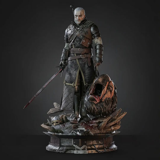 Unpainted 3D Figur Geralt 426mm Demon Head Witcher 3 Bemalung Diy Geschenk Farben 20 cm 1:8