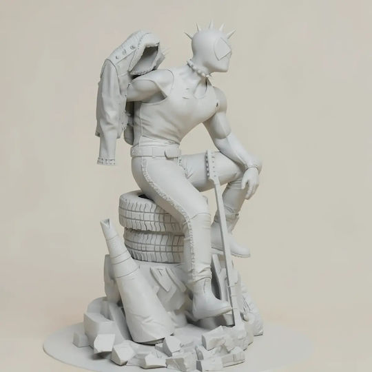 Unpainted 3D Figure Spider Punk Sitting Guitar 3D Painting DIY Gift Colors 15.2 Cm 1:12