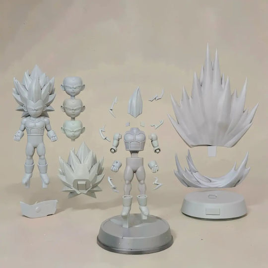 Небоядисана 3D Фигура Vegeta Super Saiyan 3 Daima Chibi 3D Боядисване DIY Подарък Цветове 20 см 1:8
