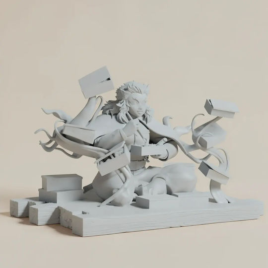 Unpainted 3D Figure Kyojuro Rengoku 3D Model Having Dinner From Demon Slayer Painting DIY Gift Colors 15.2 Cm 1:12