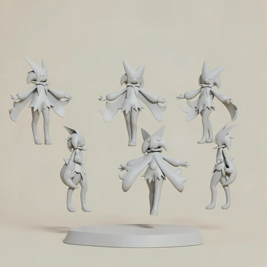 Unpainted 3D Figure Basic Pokemon Sprigatito Floragato Meowscarada Painting Diy Gift Colors 30 Cm 1:6