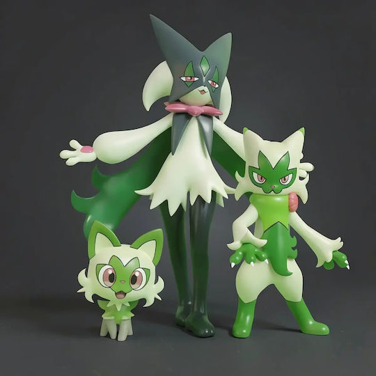 Unpainted 3D Figure Basic Pokemon Sprigatito Floragato Meowscarada Painting Diy Gift Colors 30 Cm 1:6