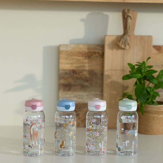 Little Dutch Kids Water Bottle with Pop-Up Non-Spill Cap Multicolour 600ml