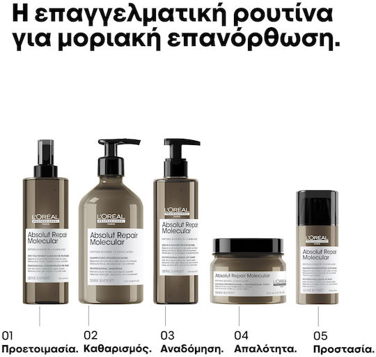 L'Oréal Professionnel Absolut Repair Hair Care Set for Reconstruction & Nourishment for Damaged Hair with Shampoo, Mask & Serum 3 Pieces