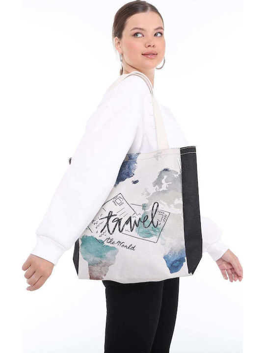 Enpapa Stoff Damen Schultertasche Beiges