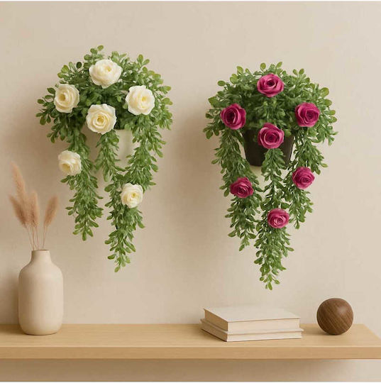 Stewehome Hanging Jasmine Arrangement Plastic Pot Black Ruby Ivy Decorative Artificial Purple Flower
