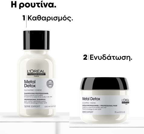 L'Oréal Professionnel Metal Detox Anti-Breakage Hair Care Set for Damaged Hair with Shampoo & Mask 2 Pieces