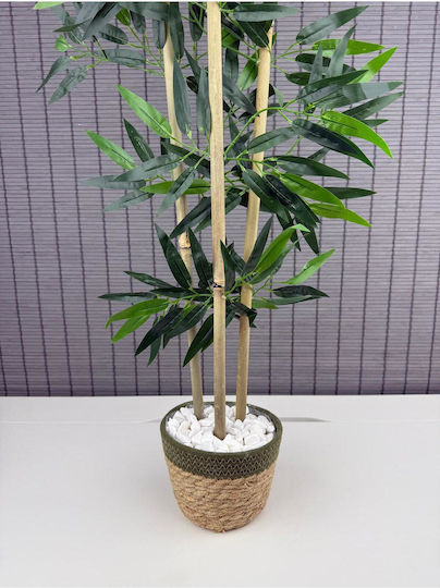 Stewehome Decorative Bamboo Tree Woven Pot Sea Grass Cotton Pot 3 Trunks Green 16x12x81 Cm Stewehome Decorative Bamboo Tree Woven Pot Sea Grass Cotton Pot 3 Trunks Green 16x12x81 Cm
