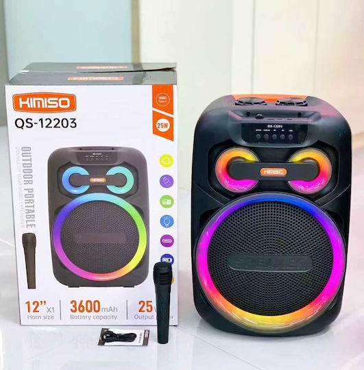Karaoke Lautsprecher mit Kabellosem Mikrofon und Lichteffekten QS-12203 260370 Schwarz