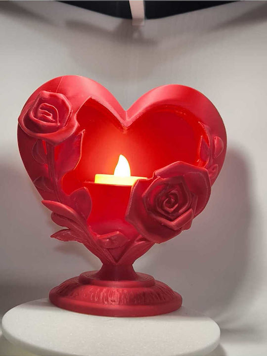 SteweHome Plastic Candle Holder In Red Colour 15x6cm