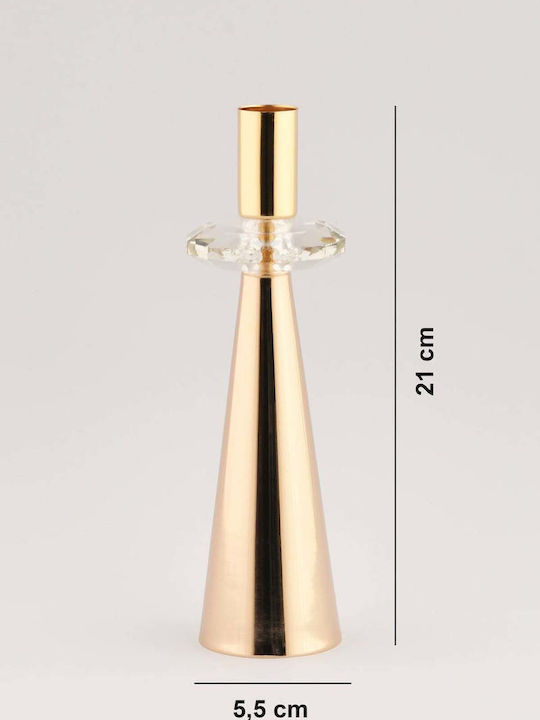 SteweHome Metal Candle Holder In Yellow Colour 21x9cm