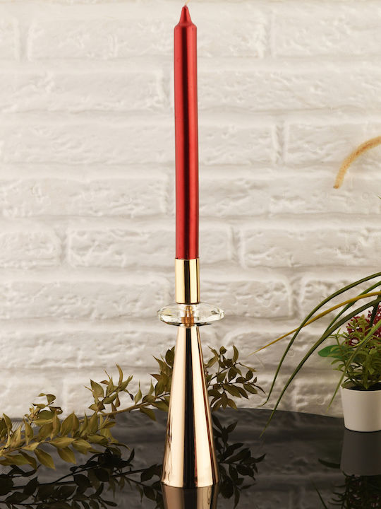 SteweHome Metal Candle Holder In Yellow Colour 21x9cm