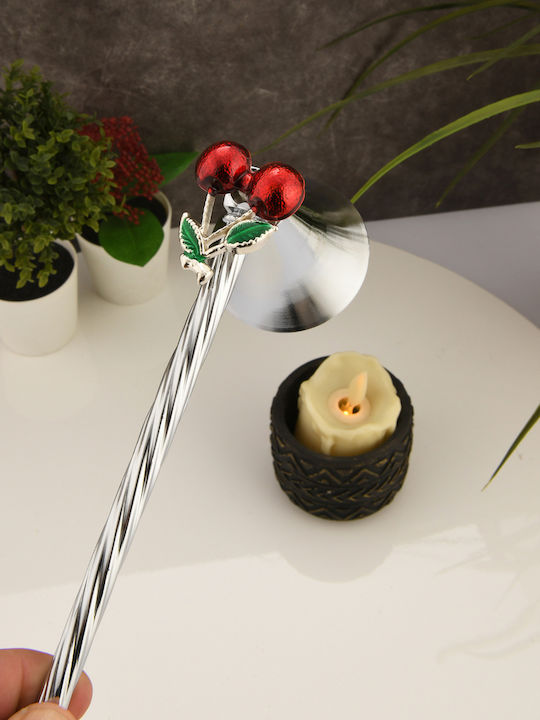 SteweHome Metal Candle Holder In Silver Colour 22x12cm