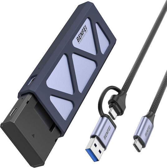Benfei M.2 SATA III NVME Hard Drive Case with USB 3.2 Type-C Connection in Grey