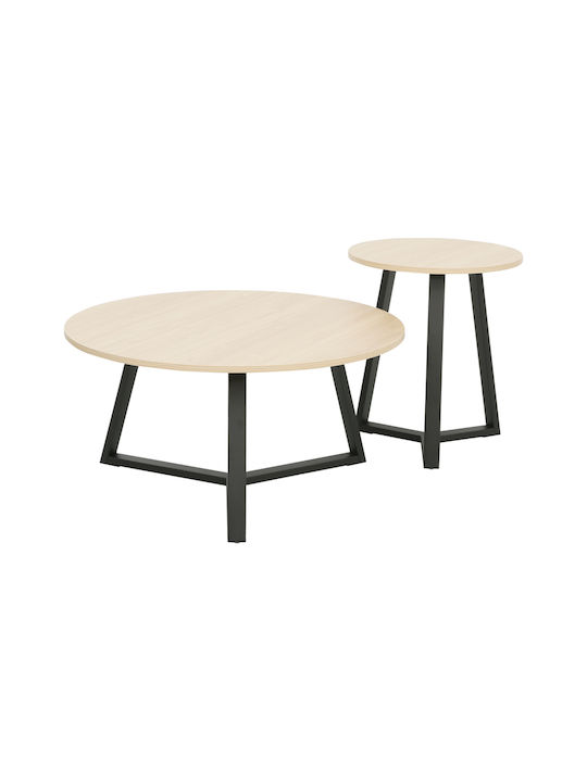 Round Side Table Berton from Solid Wood Natural Shade W45xL45xH52cm
