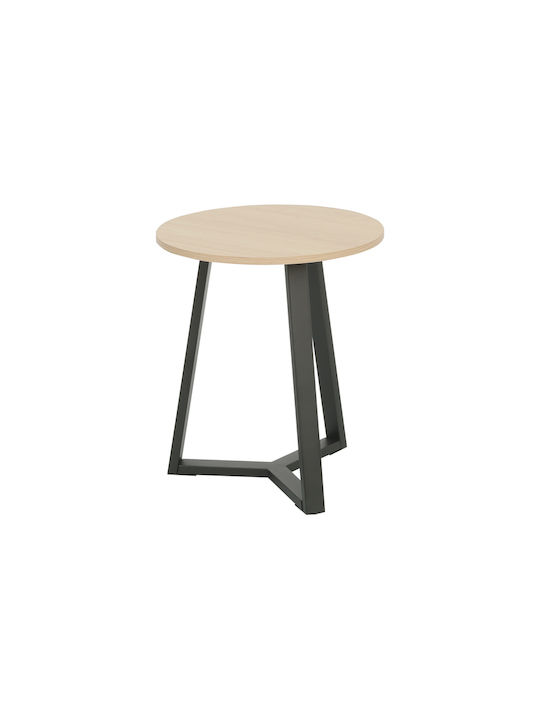 Round Side Table Berton from Solid Wood Natural Shade W45xL45xH52cm