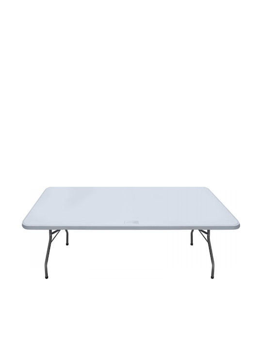 Plastic Catering Outdoor Foldable Table with Metal Frame White 183x75x74cm