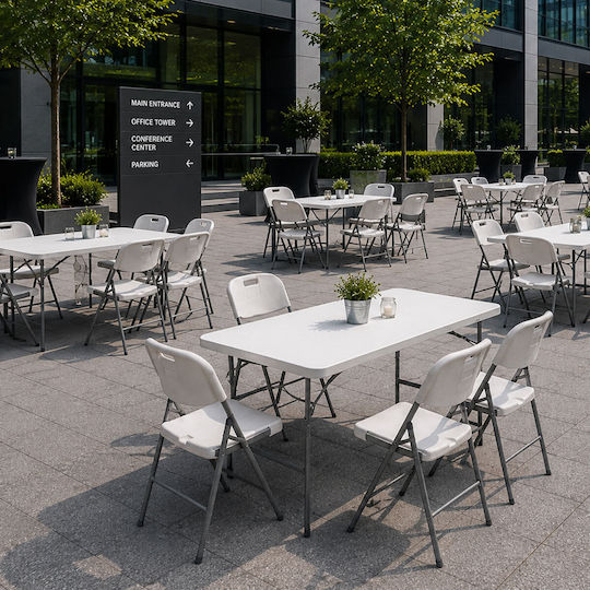 Τραπέζι Catering Εξωτερικού Χώρου Πτυσσόμενο Λευκό 120x60x74εκ.