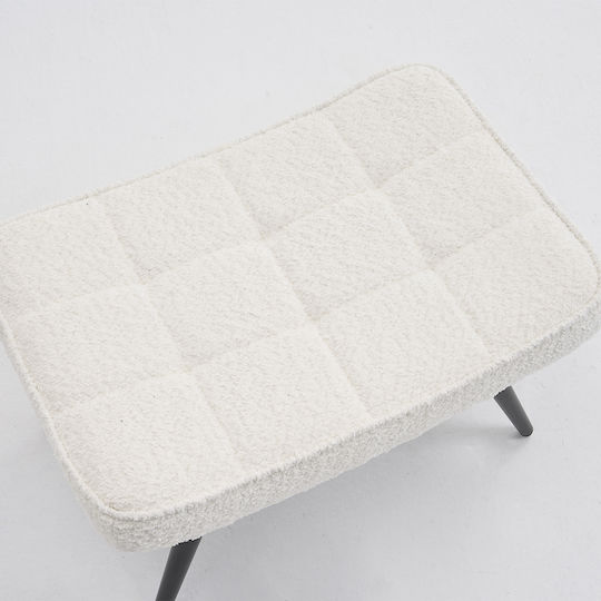Suport Pentru Picioare Tapițat cu Țesătură Bouclé Ease White 60x40x38 cm