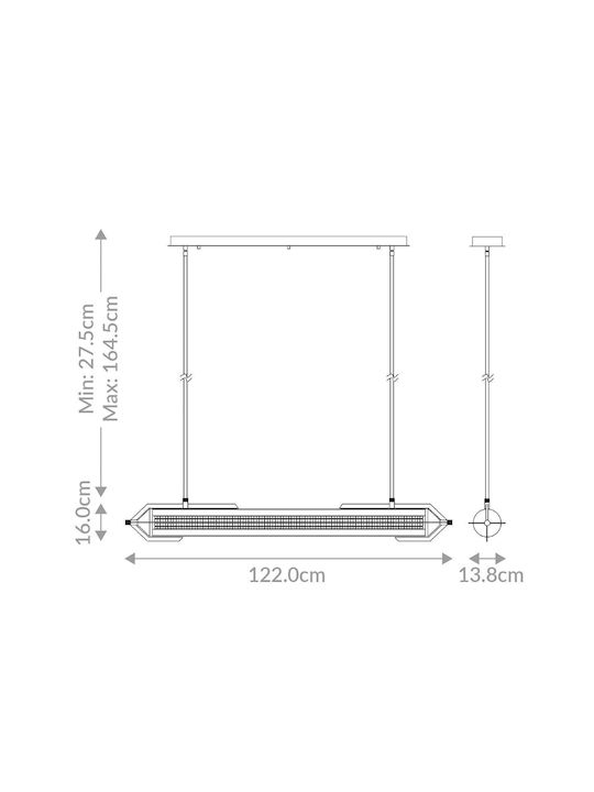 Espadab Silver LED Pendant Ceiling Light with Warm White Light 13.8x13.8cm