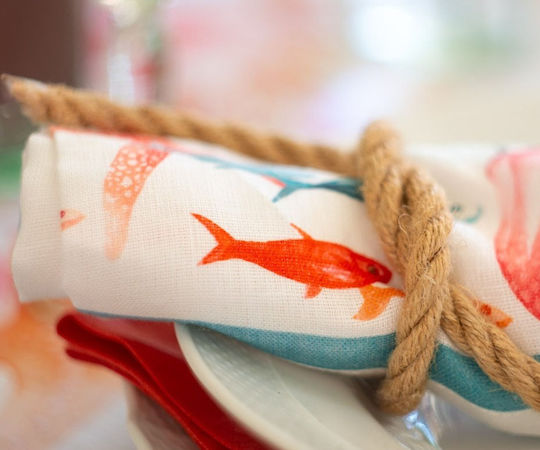 Tessitura Toscana Telerie Kitchen Towel In Orange Colour 4 Pieces