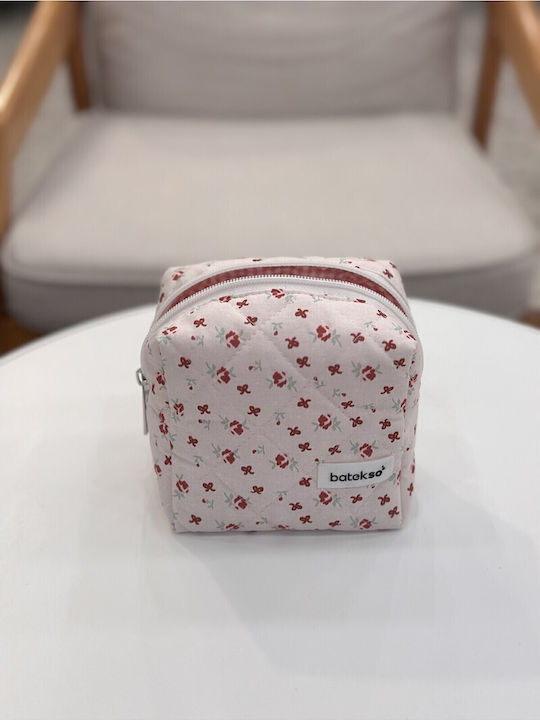 Enpapa Small Makeup Bag Burgundy Ribbon Multicolored 13x13x9 Cm