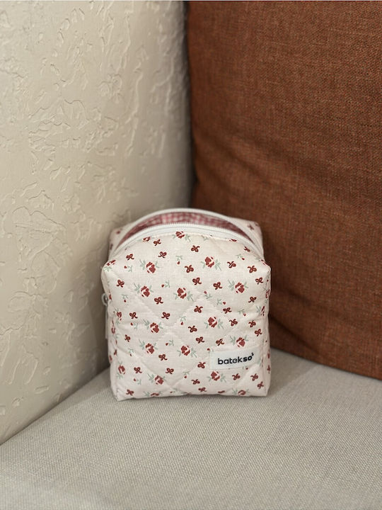 Enpapa Small Makeup Bag Burgundy Ribbon Multicolored 13x13x9 Cm