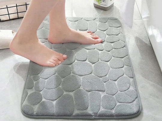 Verk Group Αντιολισθητικό Σετ Πατάκια Μπάνιου Memory Foam Γκρι 80x50εκ.