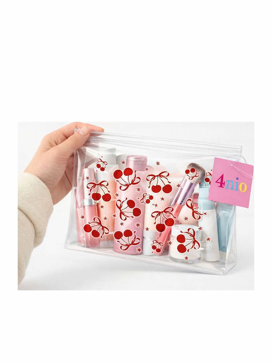 Enpapa Transparent Travel Makeup Bag Bikini Cherry Red Zipper Design
