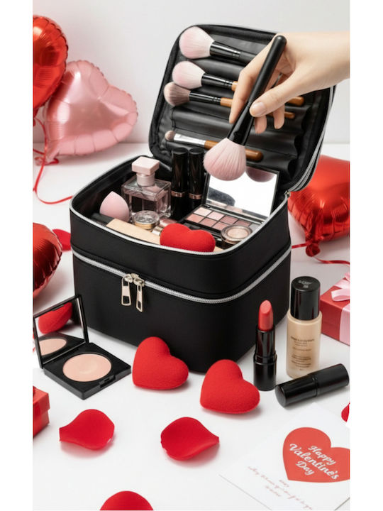 Enpapa Double Layer Large Travel Makeup Bag Functional Cosmetic Organizer Leopard Print Design Enp-016078-v2380
