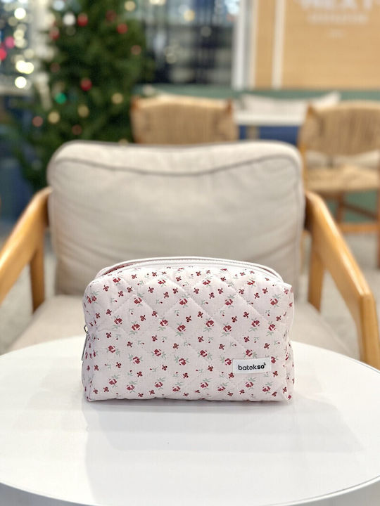 Enpapa Makeup Bag Ribbon Design Large Size Burgundy 19x18x7.5 Cm