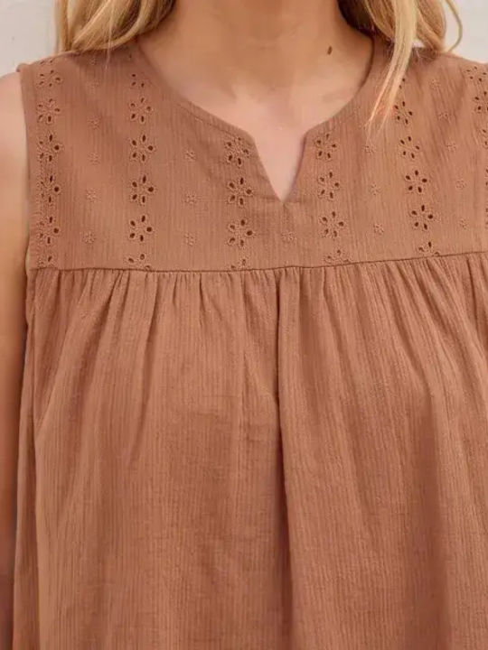 Damenbluse mit Spitze Braun