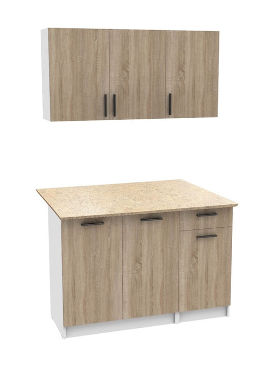 Kalia Kitchen Cabinet Set Wall & Floor with Countertop Beige 120x46x82pcs