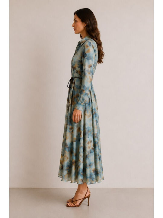 Sommer Midi Hemdkleid Mehrfarbig