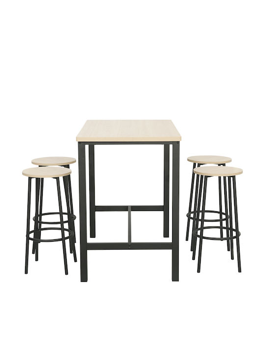 Pakketo Esszimmermöbel-Set mit Bar mit 4 Hockern 100x60cm