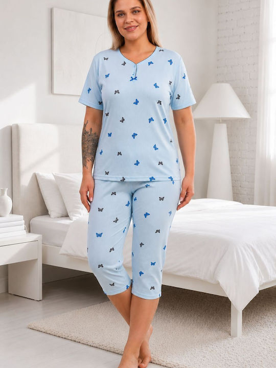 Asel Summer Women's Pajama Kit Light Blue