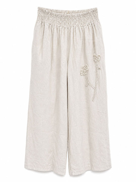 Women's Pantaloons with Rubber Band in Loose Fit White
