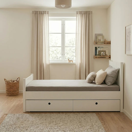 Cosy Kids Bed Classic Single with Sliding Bed White for Mattress 100x200cm