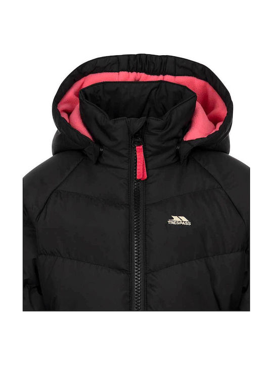 Waterproof Kids Casual Short Coat with Lining and Hood Black