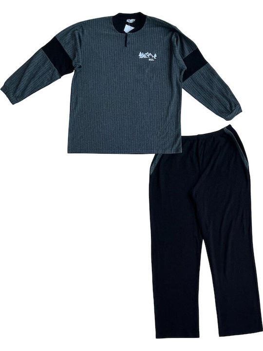 Rachel Men's Winter Checked Pajamas Set Gray