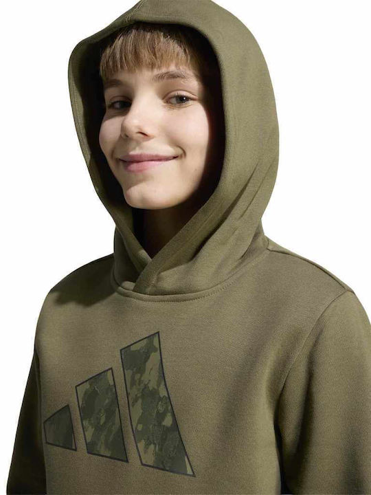 Полар Детски Суичър с Качулка Каки Camo Graphic