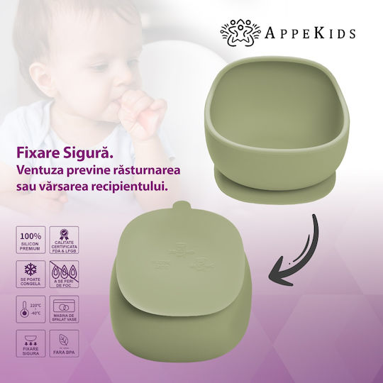AppeKids Παιδικό Μπωλ Φαγητού από Σιλικόνη Πράσινο
