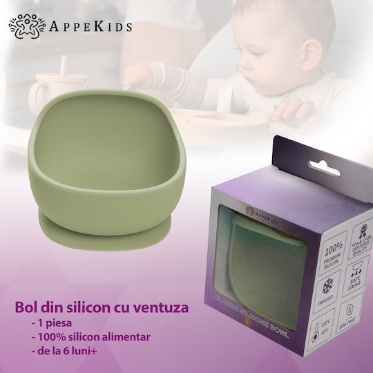 AppeKids Παιδικό Μπωλ Φαγητού από Σιλικόνη Πράσινο