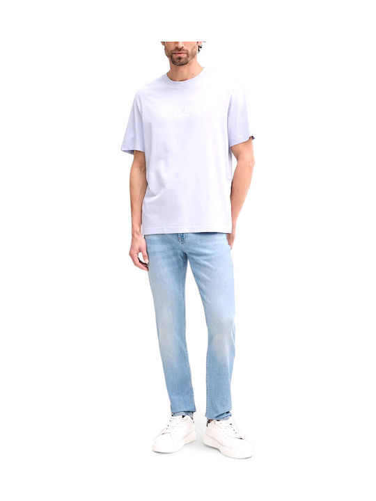 Ανδρικό Παντελόνι Τζιν Ελαστικό με Slim Tapered Εφαρμογή Μπλε
