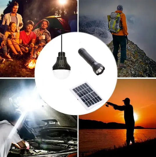 Solar LED Camping Lamp with Flashlight 3W Black