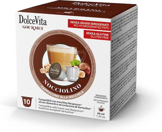 Dolcevita Capsule Ciocolata Nocciolino Compatibile cu Mașina Nespresso 10capace