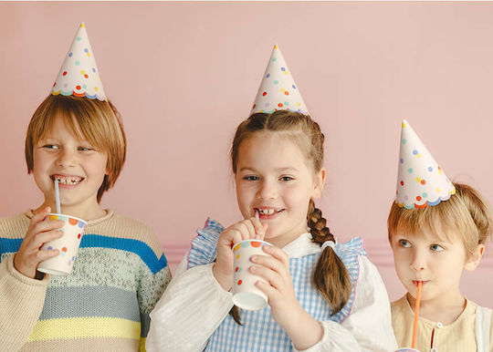Party Hats Beige Multicolor Confetti 6 pcs