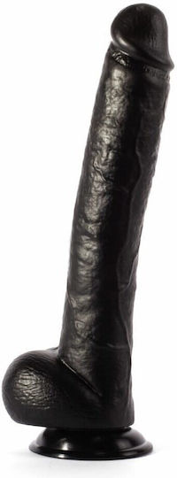 Dildo cu Scrotum și Cu Ventuză Negru